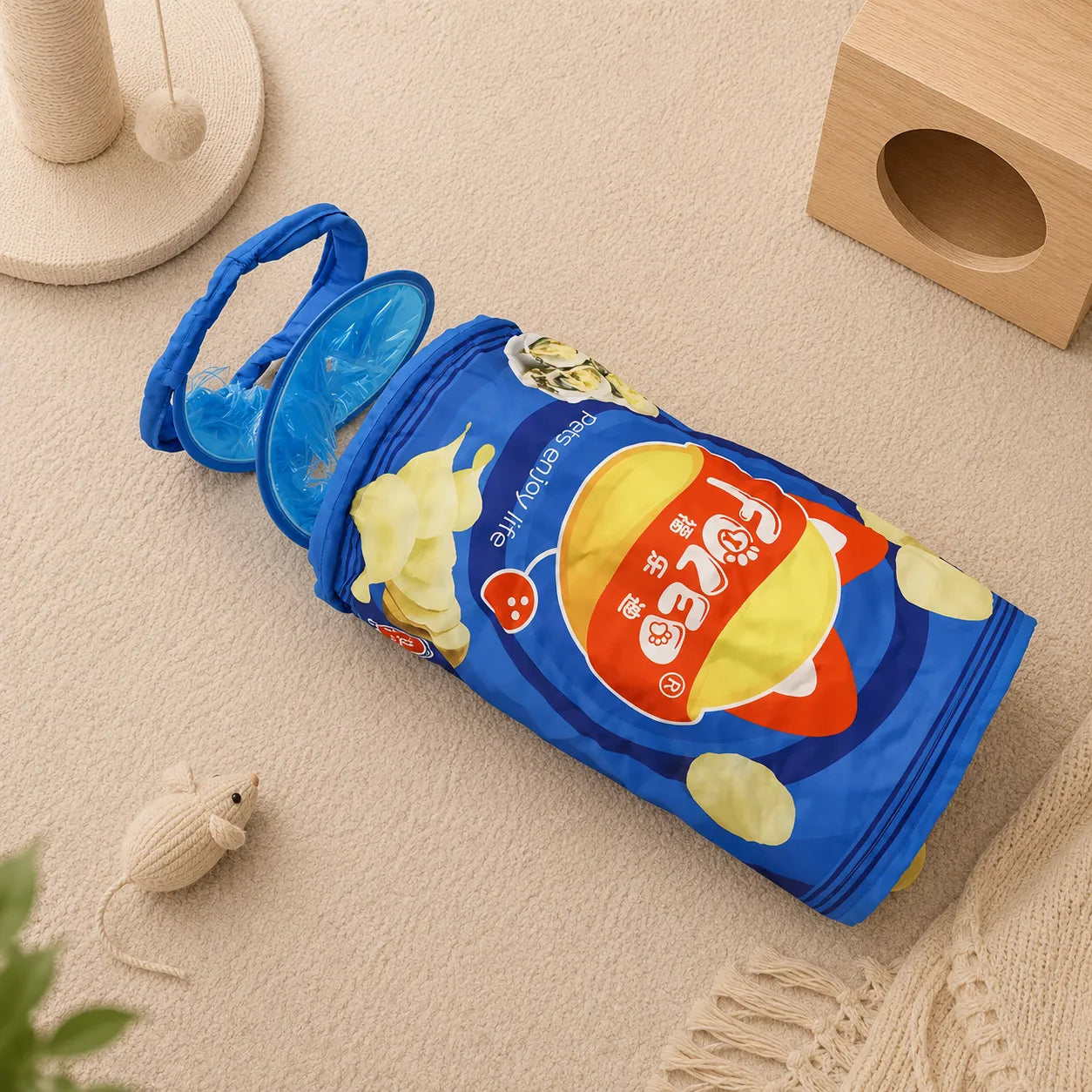 Interactive Foldable Cat Tunnel Toy – Crinkle Indoor Hide & Seek Portable Cat Play Tunnel-Fussy Cat