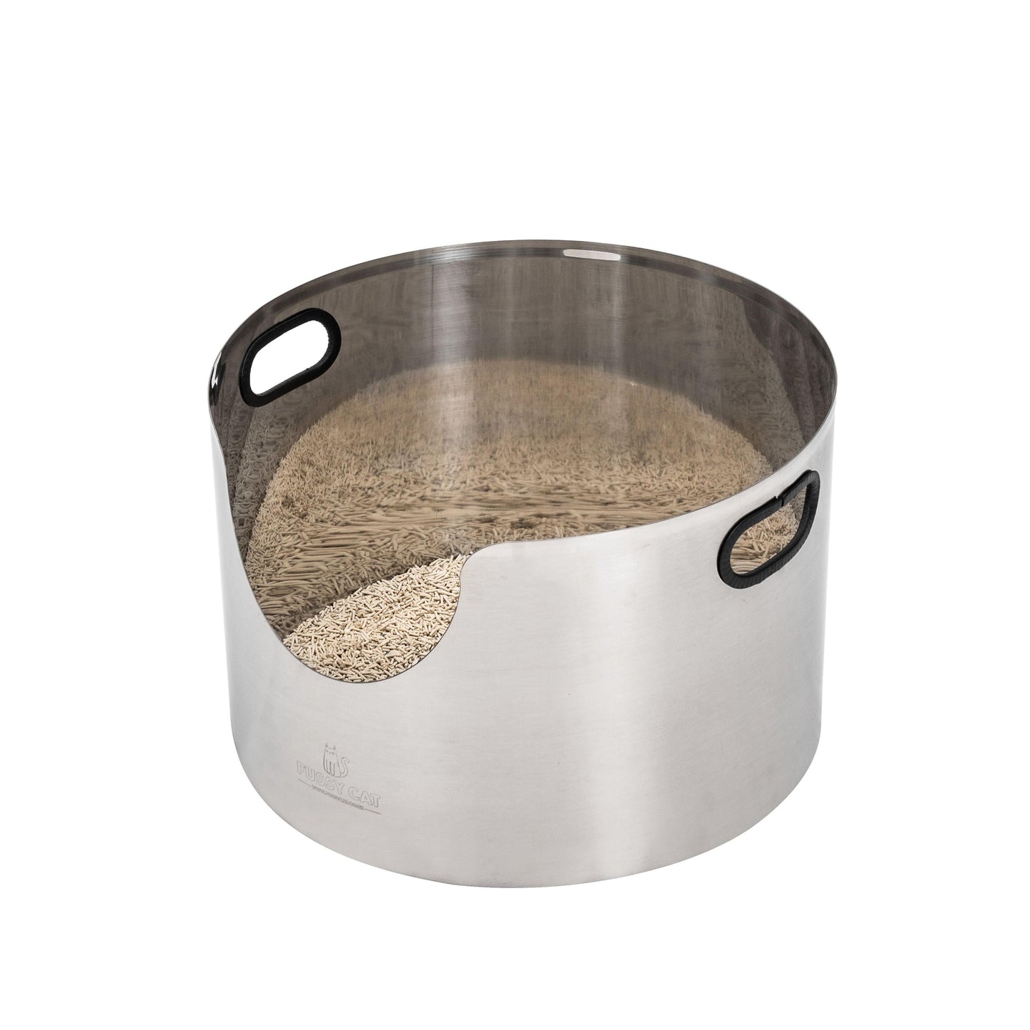 Fussy Cat Round Stainless Steel Litter Box for Maine Coon cat