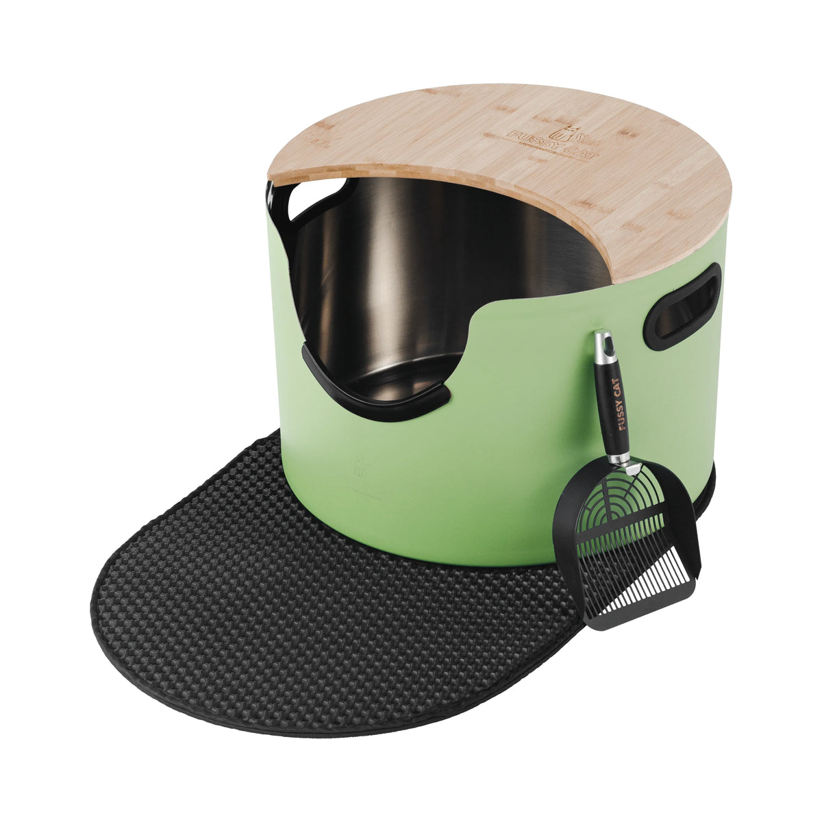 Fussy Cat - The Green Litter Box, 48 Litres. With Litter Mat & Scoop.