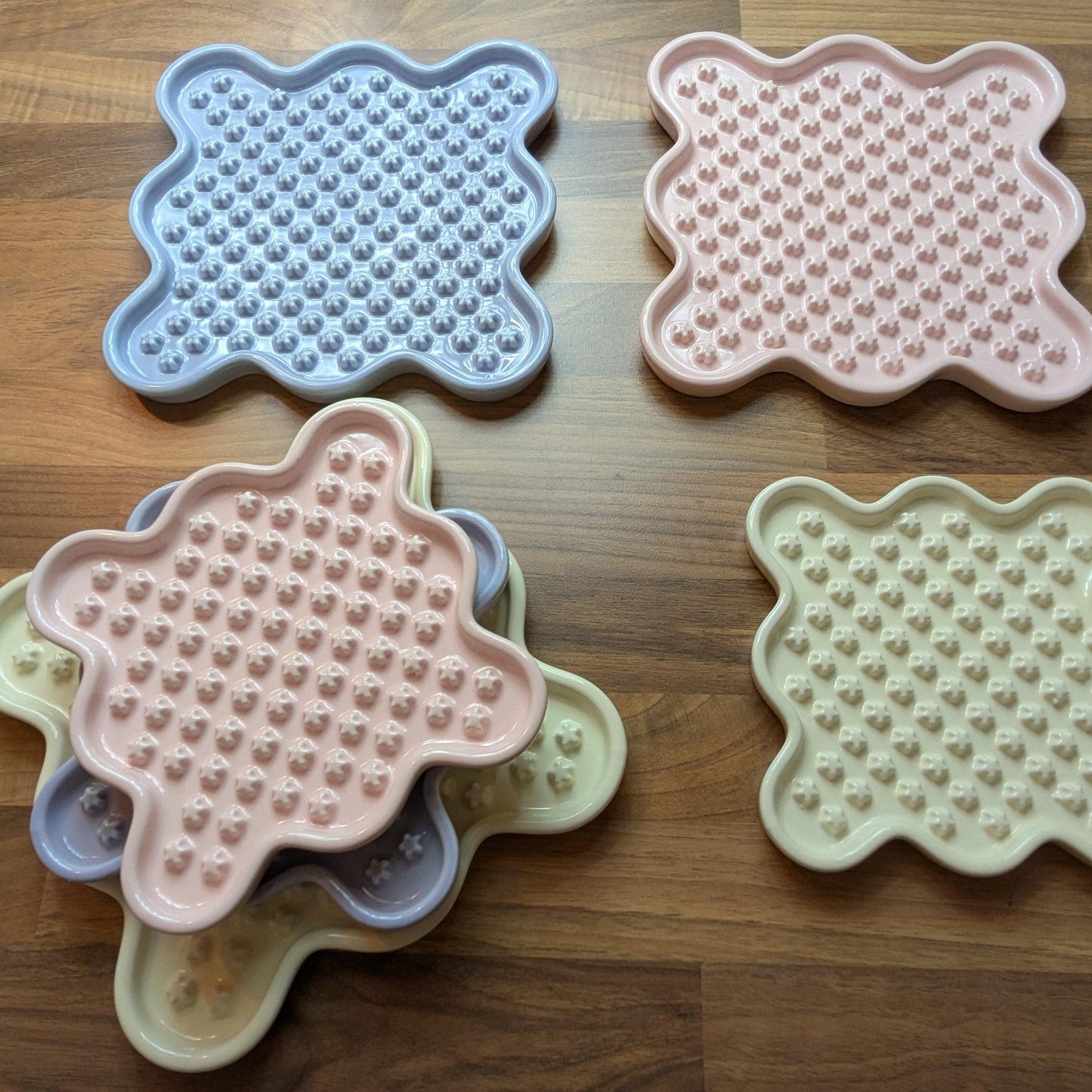 Ceramic Cat Lick Mat, a puzzle slow feeder for cats. Just like a Lickimat, but made from ceramic.