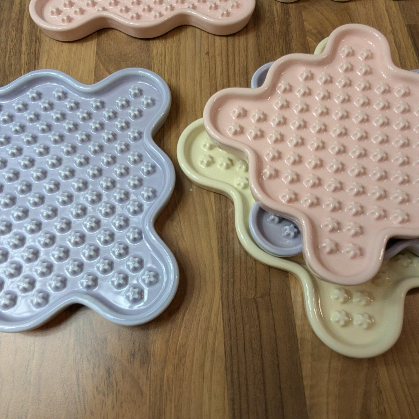 Ceramic Cat Lick Mat, a puzzle slow feeder for cats. Just like a Lickimat, but made from ceramic.