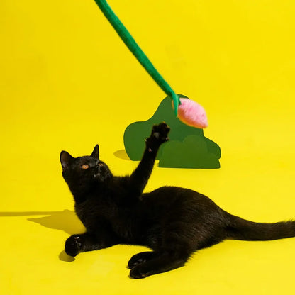 ZEZE Tulip Cat Teaser Wand – Crinkle Flower Toy with Catnip, 123cm
