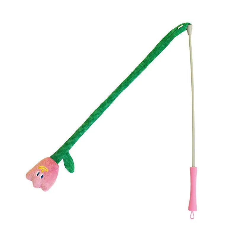 ZEZE Tulip Cat Teaser Wand – Crinkle Flower Toy with Catnip, 123cm