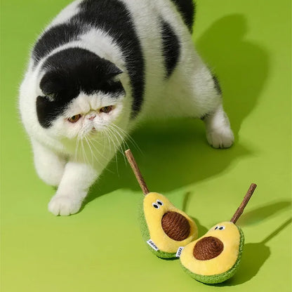 ZEZE Avocado Cat Toy – Plush Silvervine Chew Toy with Hemp Ball