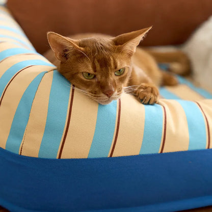 ZEZE Sandwich Pat Sofa Bed – Striped Canvas with Backrest & Cushion