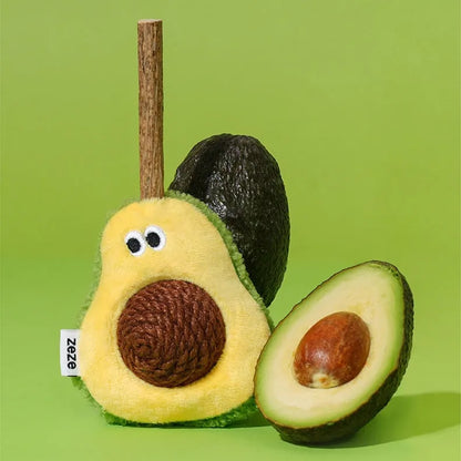 ZEZE Avocado Cat Toy – Plush Silvervine Chew Toy with Hemp Ball
