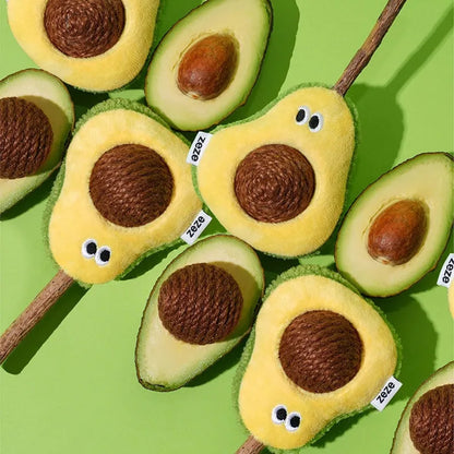 ZEZE Avocado Cat Toy – Plush Silvervine Chew Toy with Hemp Ball