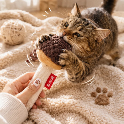 Cat Chew Mushroom Toy with Silvervine & Catnip – Molar Cleaning Interactive Cat Toy (15cm)-Fussy Cat