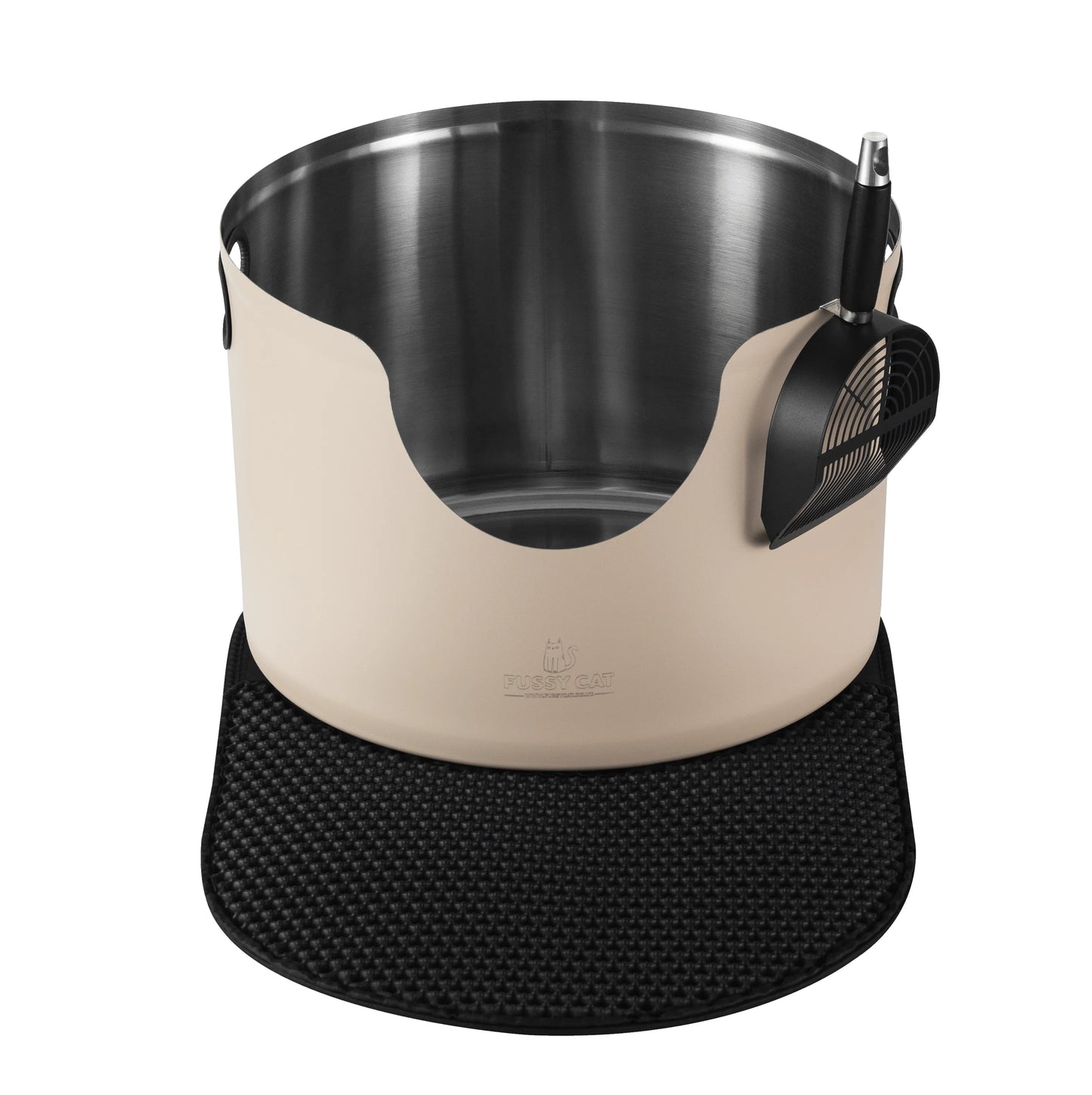 Fussy Cat - The Cream Litter Box, 48 Litres. With Litter Mat & Scoop.-Fussy Cat