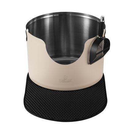 Fussy Cat - The Cream Litter Box, 48 Litres. With Litter Mat & Scoop.-Fussy Cat