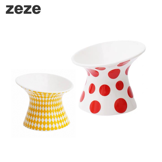 zeze Pop Art Ceramic Pet Bowl, 2 sizes for water, dry or wet catfood-Fussy Cat