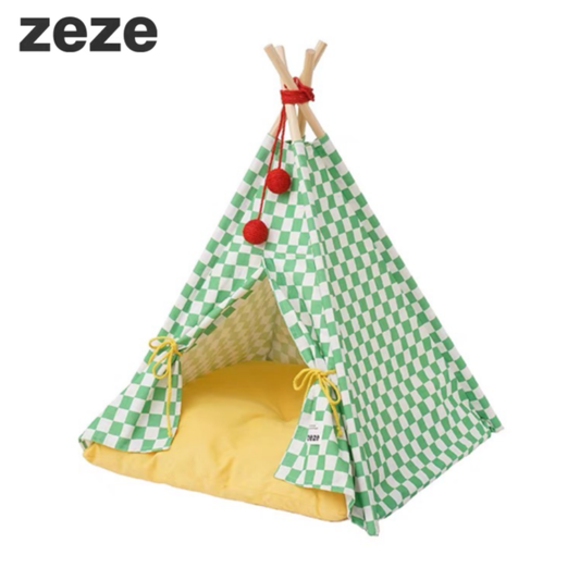 zeze Cat Camping Tent, Cotton Canvas & Solid Pine-Fussy Cat