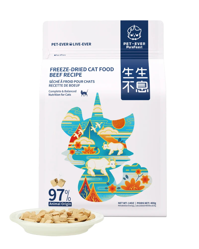 Pet-Ever Complete Freeze-Dried Raw Beef Cat Food – 400g