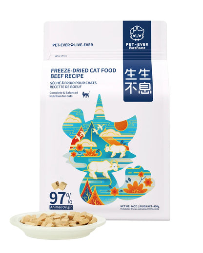 Pet-Ever Complete Freeze-Dried Raw Beef Cat Food – 400g