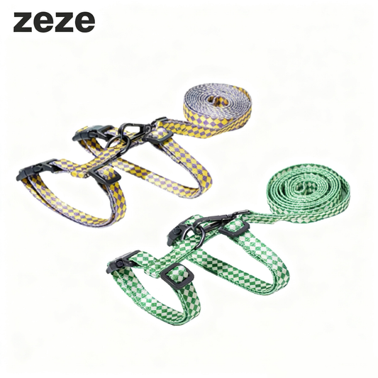 zeze Plaid Cat Harness & Leash Set-Fussy Cat