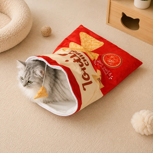 Gourmet Pattern Designs Cat Tunnel Toy – Collapsible Crinkly Interactive Cat Play Bag (50cm x 39cm)-Fussy Cat