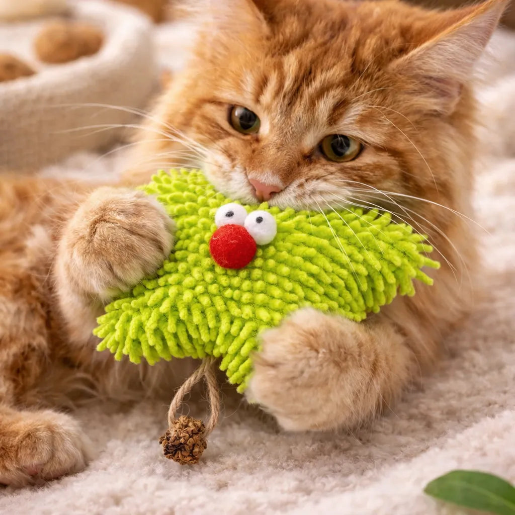 Green Starfish Catnip Cat Toy – Interactive Plush Star Shape | Soft & Durable Cat Toy for Kittens & Cats (14 cm)-Fussy Cat