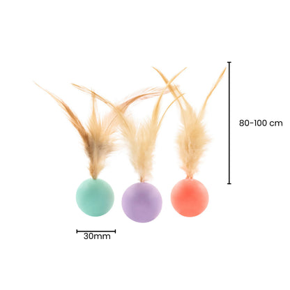 Pidan Interactive Cat Toy Balls with Feathers – 3 Pack