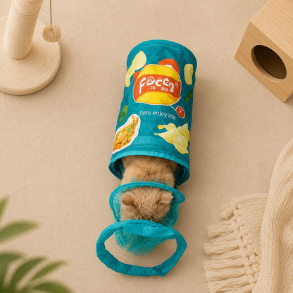 Interactive Foldable Cat Tunnel Toy – Crinkle Indoor Hide & Seek Portable Cat Play Tunnel-Fussy Cat