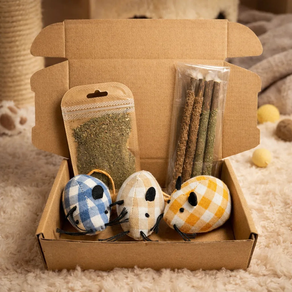 Zoomies Ritual Box – Catnip Gift Set with Matatabi Sticks, Catmint, Plush Mice & Premium Purrfusion Catnip-Fussy Cat