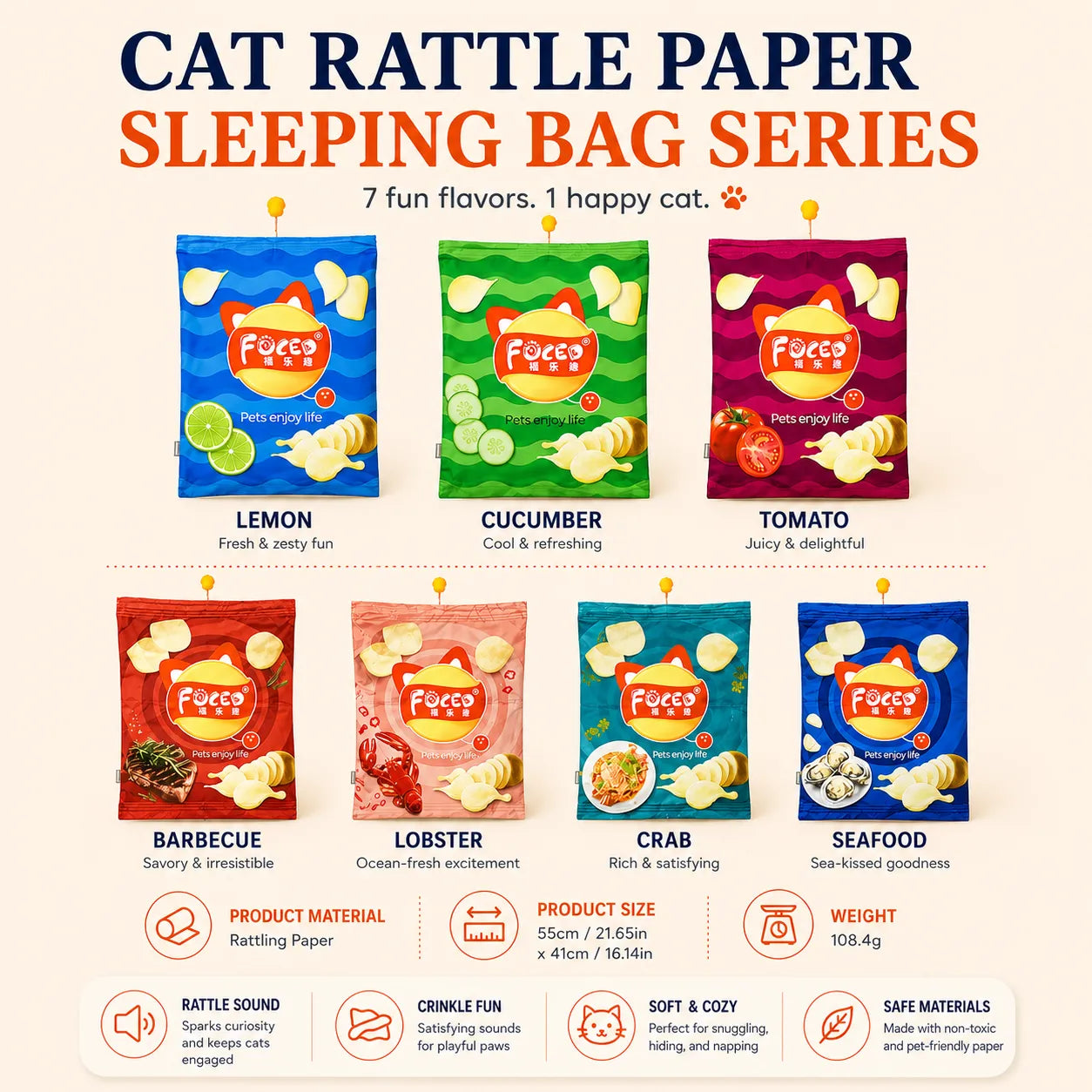 Interactive Cat Tunnel Drill Bag Toy – Collapsible Crinkle Sleeping Bag for Cats-Fussy Cat