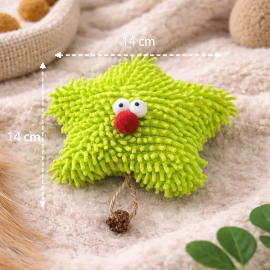 Green Starfish Catnip Cat Toy – Interactive Plush Star Shape | Soft & Durable Cat Toy for Kittens & Cats (14 cm)-Fussy Cat