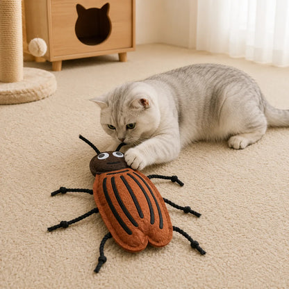 Soft Felt Cockroach Cat Toy with Catnip – Bite Resistant Interactive Indoor Chew Toy for Cats-Fussy Cat