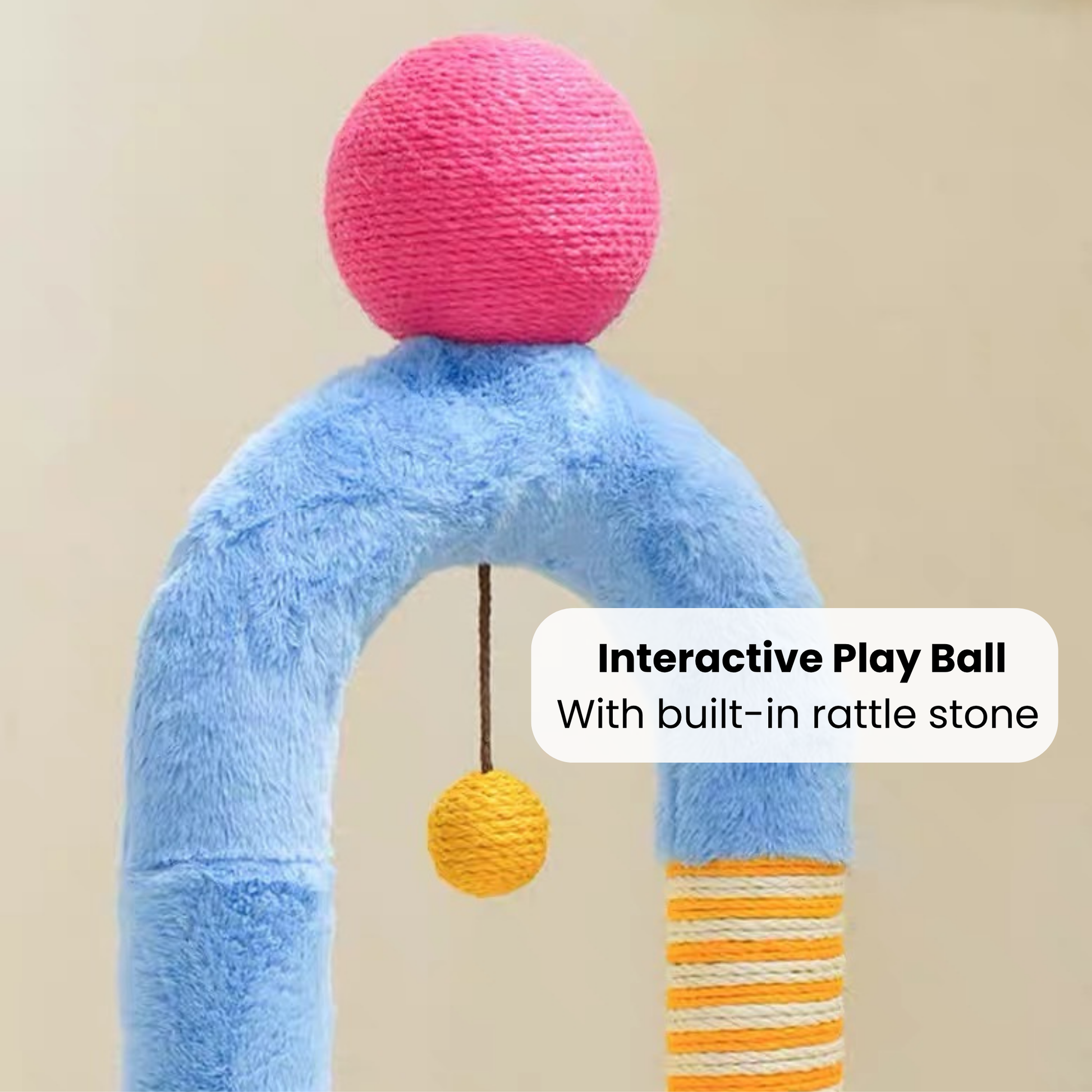 zeze Two-Tier Arch Cat Tree with Balls and Grooming Pole-Fussy Cat