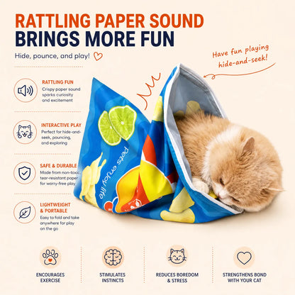 Interactive Cat Tunnel Drill Bag Toy – Collapsible Crinkle Sleeping Bag for Cats-Fussy Cat