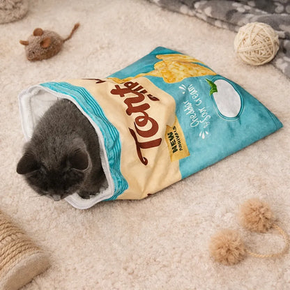 Gourmet Pattern Designs Cat Tunnel Toy – Collapsible Crinkly Interactive Cat Play Bag (50cm x 39cm)-Fussy Cat