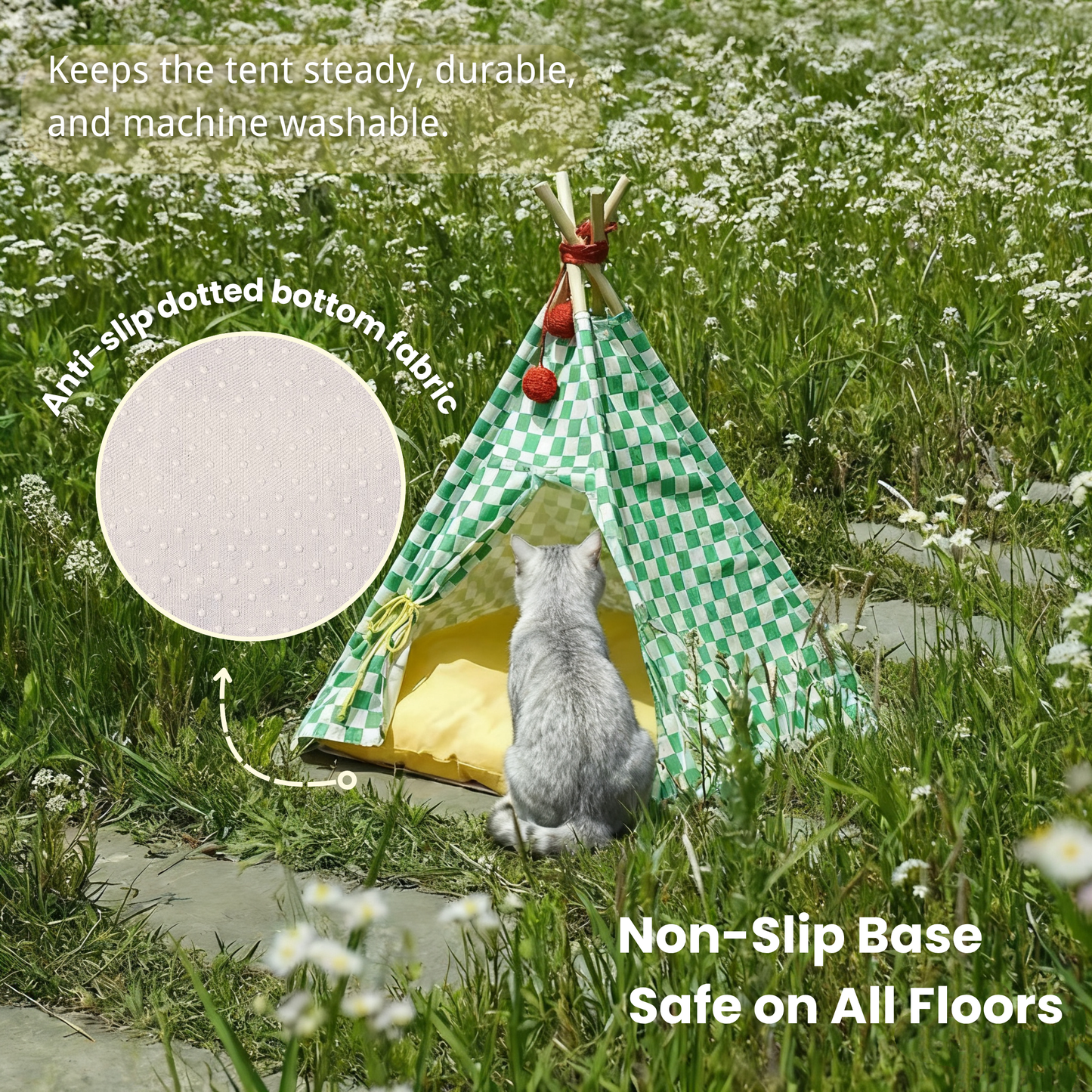 zeze Cat Camping Tent, Cotton Canvas & Solid Pine-Fussy Cat