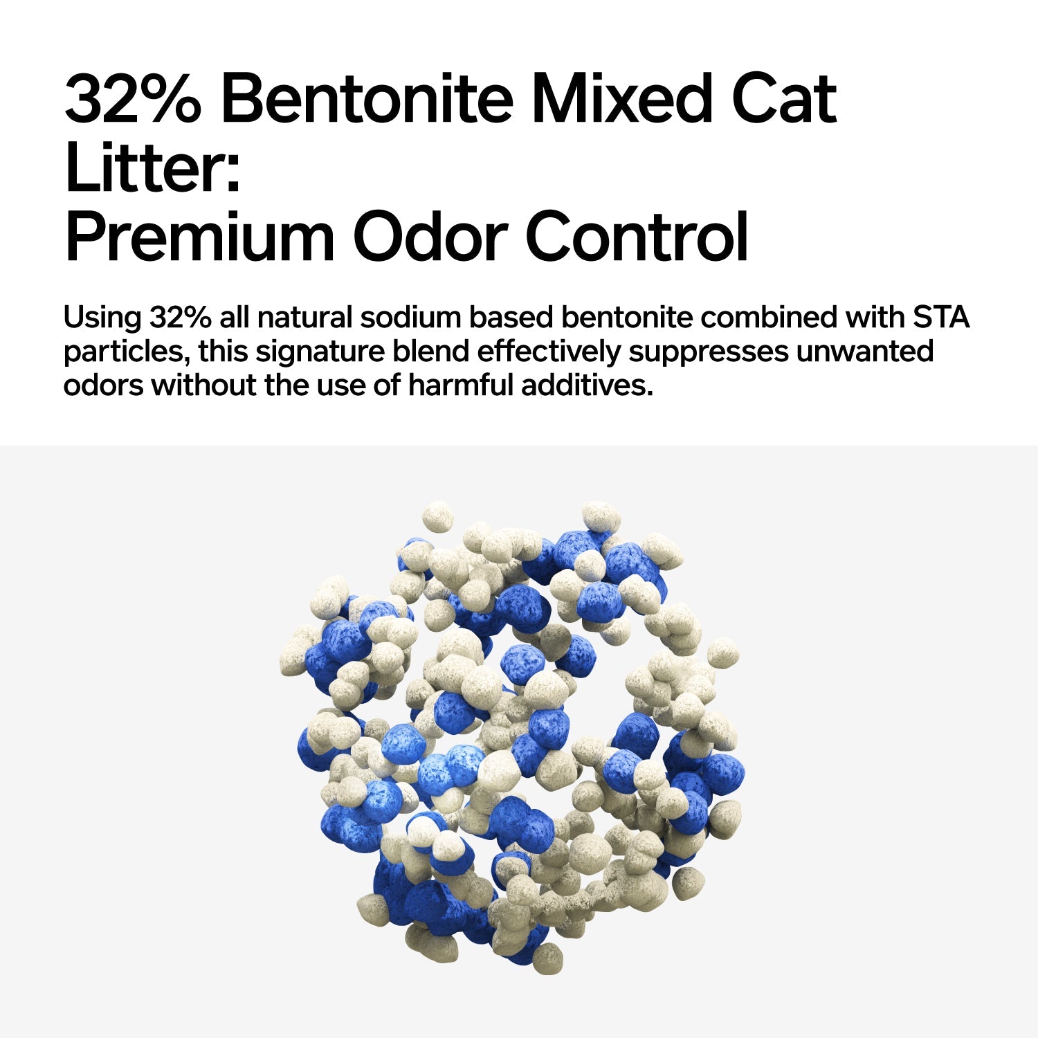 pidan cat litter contains 32% Bentonite for premium odour control