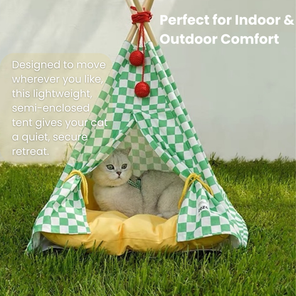 zeze Cat Camping Tent, Cotton Canvas & Solid Pine-Fussy Cat