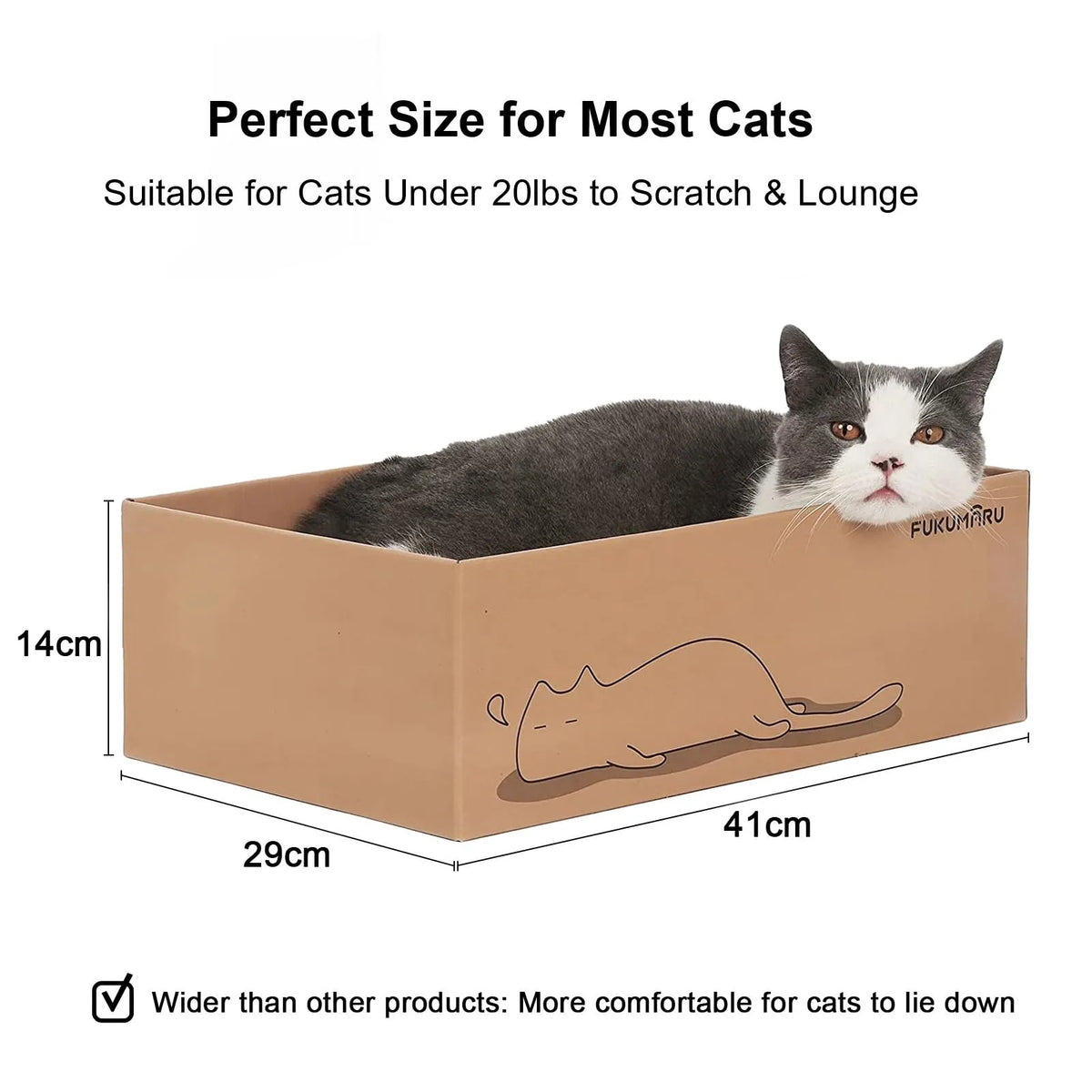 Fukumaru Cat Scratcher Box with 5 Reversible Cardboard Refill Pads — 2-in-1 Scratch Pad & Lounger (40 x 28 cm) (Copy)-Fussy Cat