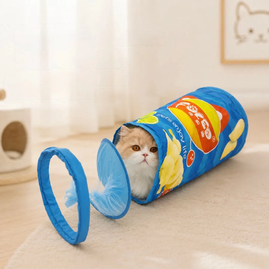 Interactive Foldable Cat Tunnel Toy – Crinkle Indoor Hide & Seek Portable Cat Play Tunnel-Fussy Cat