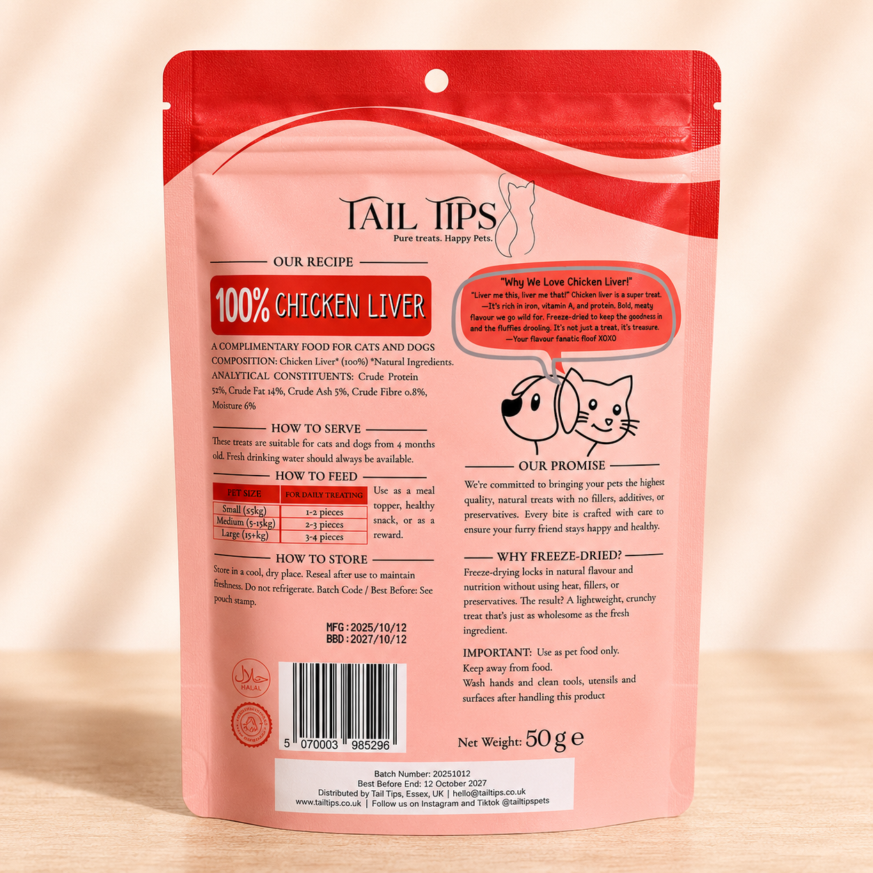 Liver Rush - 100% Freeze-Dried Chicken Liver Treats | High-Value | 50g pack