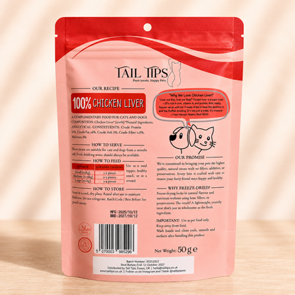 Liver Rush - 100% Freeze-Dried Chicken Liver Treats | High-Value | 50g pack
