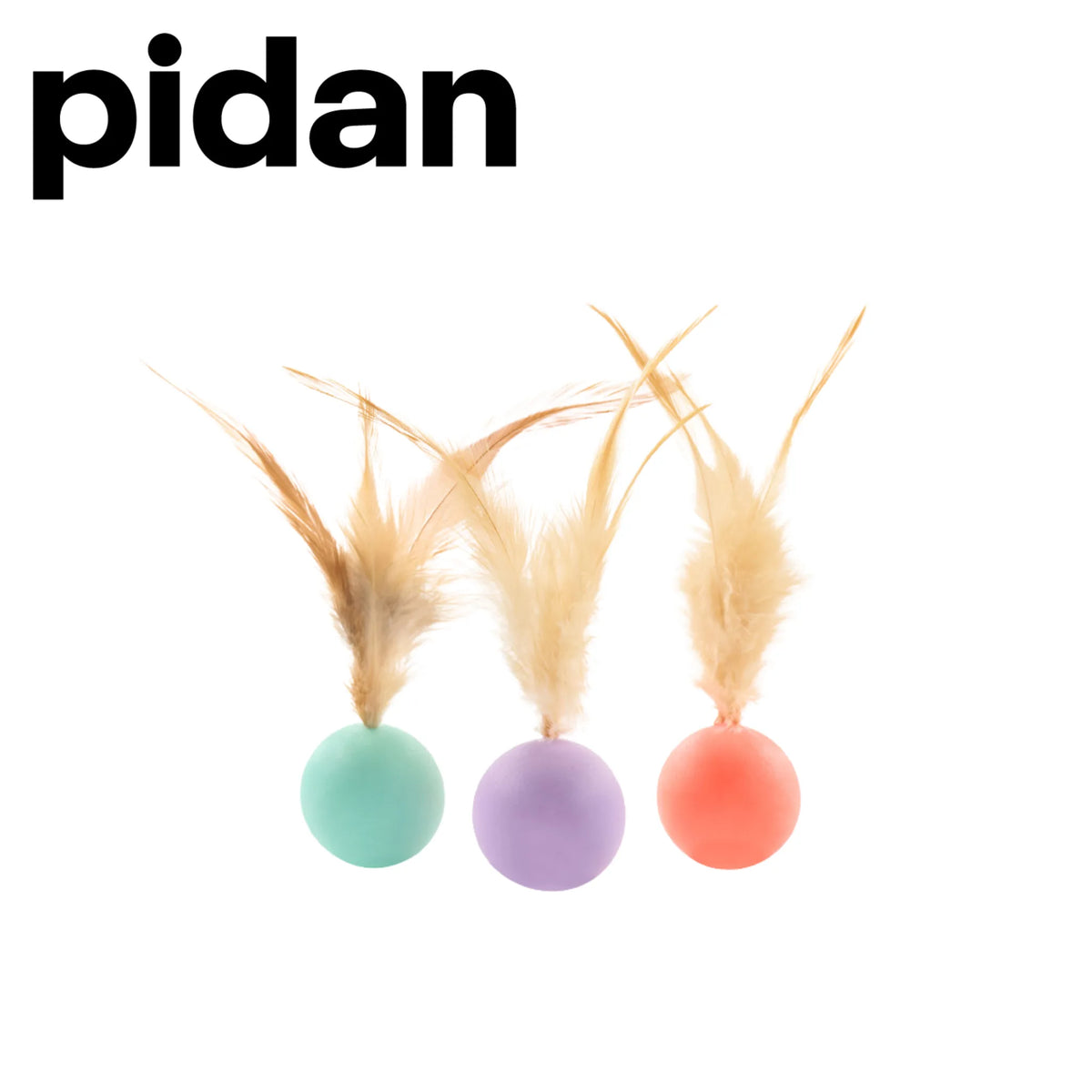 Pidan Interactive Cat Toy Balls with Feathers – 3 Pack