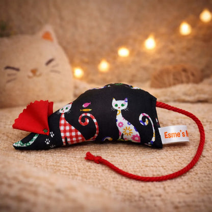 Handmade Organic Catnip Mouse Toy – 100% Natural Cat Toy with Rope Tail – Interactive Kitten & Cat Play Toy-Fussy Cat