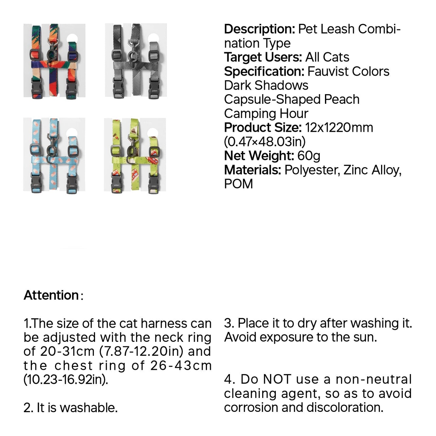 pidan Cat Harness and Lead Set | Escape Proof | 120cm Leash-Fussy Cat