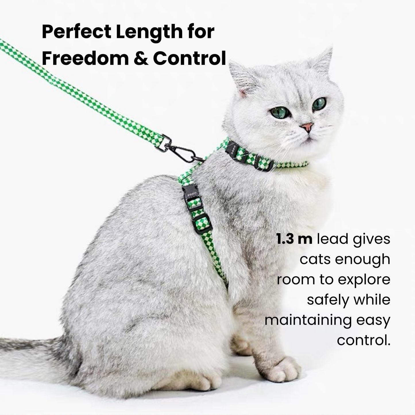 zeze Plaid Cat Harness & Leash Set-Fussy Cat