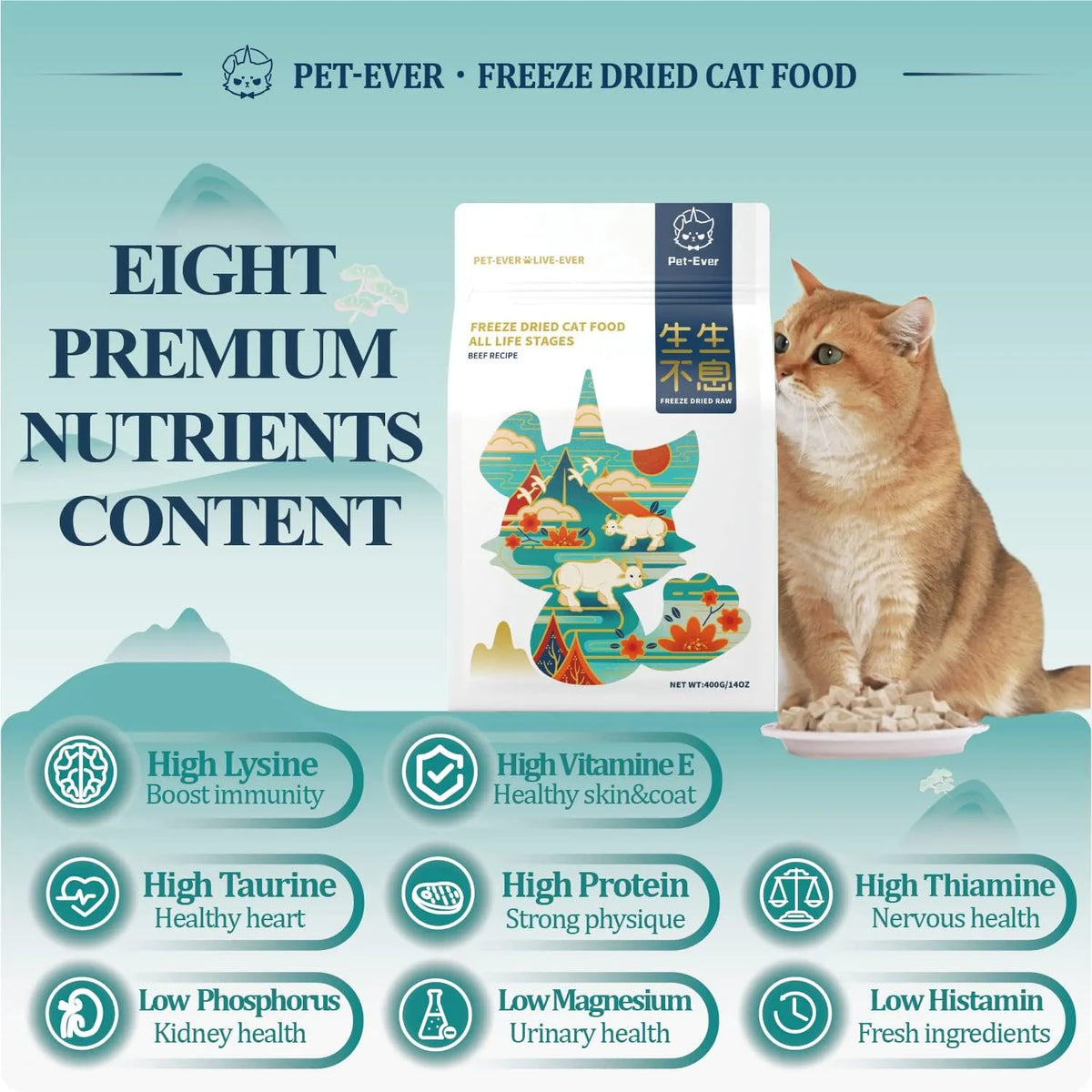 Pet-Ever Complete Freeze-Dried Raw Beef Cat Food – 400g