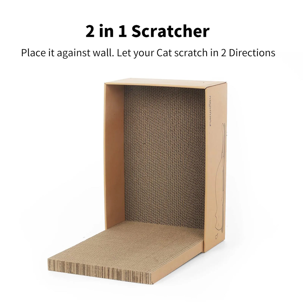 Fukumaru Cat Scratcher Box with 5 Reversible Cardboard Refill Pads — 2-in-1 Scratch Pad & Lounger (40 x 28 cm) (Copy)-Fussy Cat