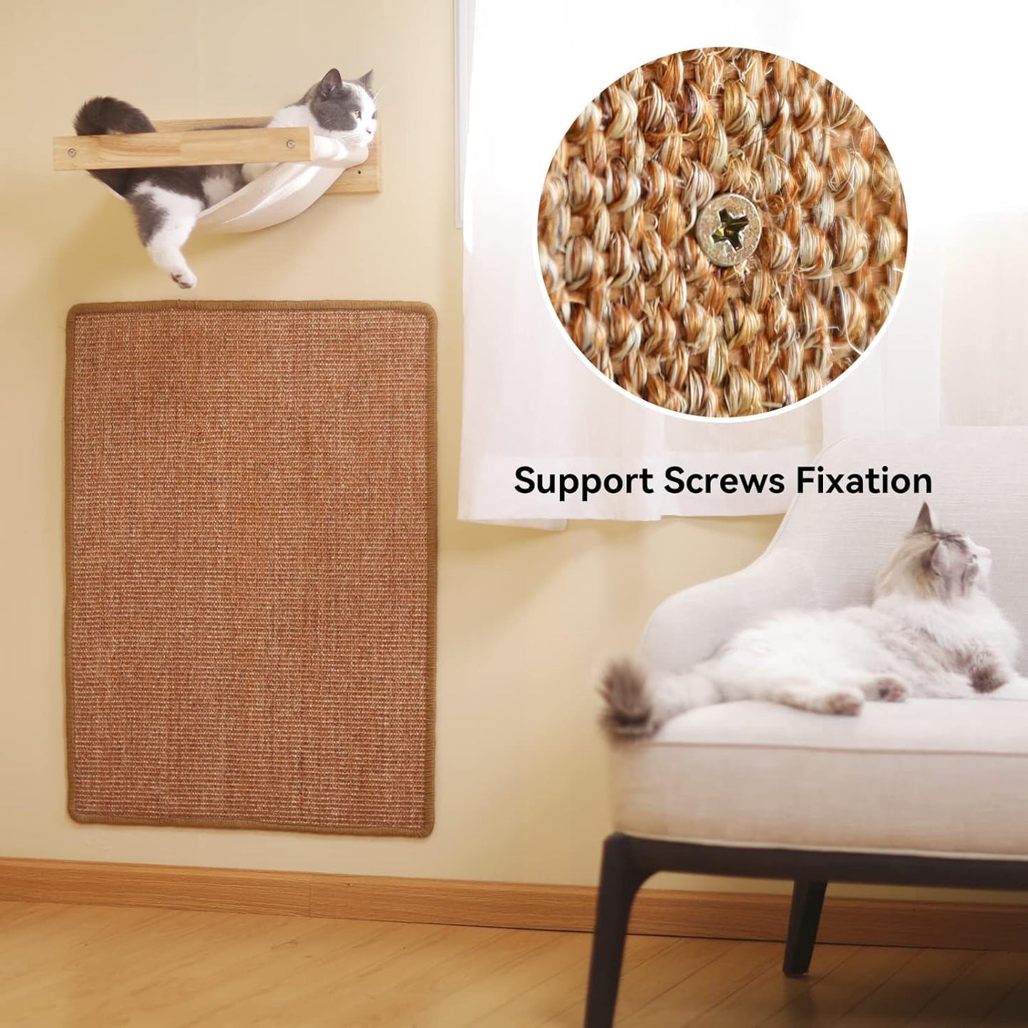 Fukumaru Natural Sisal Cat Scratching Mat, Medium 60 x 40 cm-Fussy Cat
