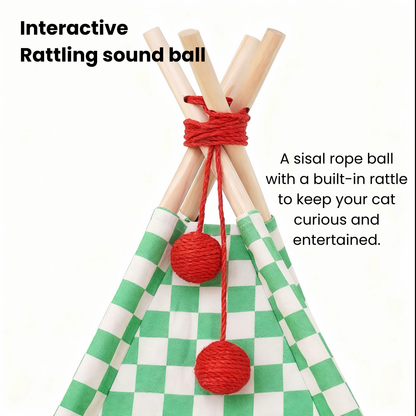 zeze Cat Camping Tent, Cotton Canvas & Solid Pine-Fussy Cat