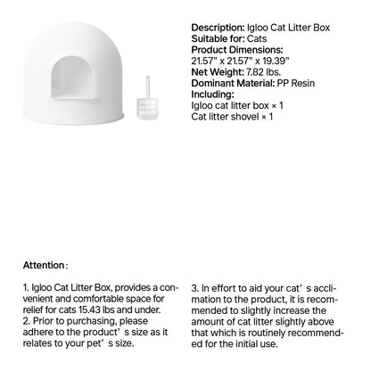 pidam Snow Domm Cat Litter Box with litter leakage guard and dog proof design