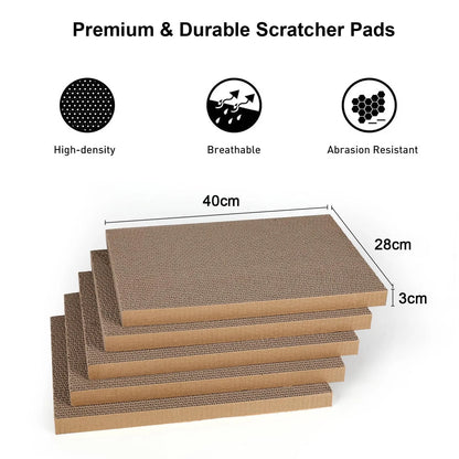 Fukumaru Cat Scratcher Box with 5 Reversible Cardboard Refill Pads — 2-in-1 Scratch Pad & Lounger (40 x 28 cm) (Copy)-Fussy Cat