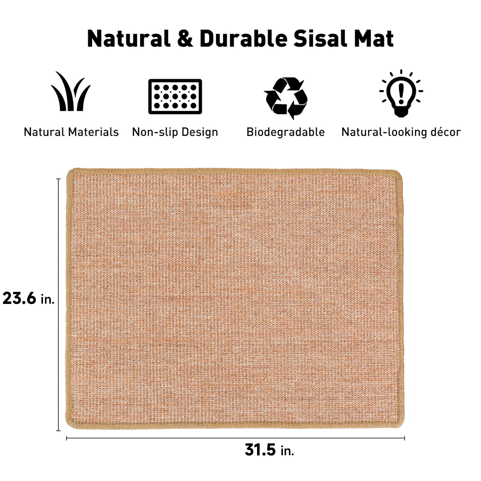 Natural Sisal Cat Scratching Mat, 60 x 80 cm
