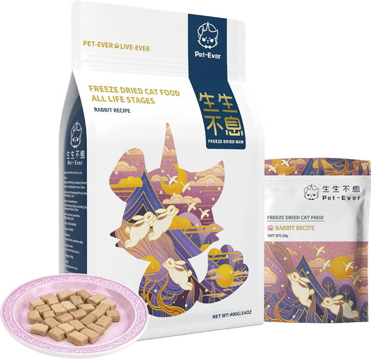Pet-Ever Complete Freeze-Dried Raw Rabbit Cat Food – 400g