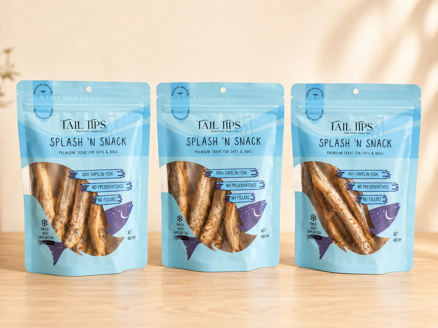 Splash N' Snack - 100% Freeze-Dried Capelin Treats | Pure & Natural | 40g pack-Fussy Cat